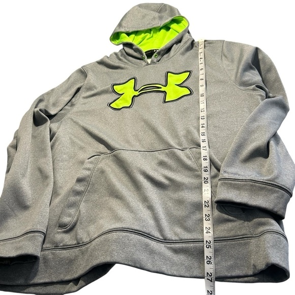 Under Armour Logo Front Gray and Lime Green Hoodie Sz Lrg - Picture 11 of 14